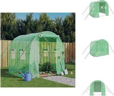 Produktbild von vidaXL Gewächshaus mit Stahlrahmen Grün 4 m² 2x2x2 m - Gewächshäuser
