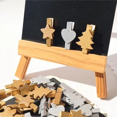 Set von 100 Holz-Wäscheklammern - Dekorative Clips für Partys, Weihnachten und Bastelprojekte