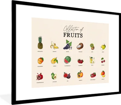 Produktbild von MuchoWow® Gerahmtes Poster Obst - Küche - Lebensmittel 80x60 cm - Poster mit Schwarzem Bilderrahmen Wandposter Rahmen Foto Bilder - Schlafzimmer-Dekorationen - Fotoposter