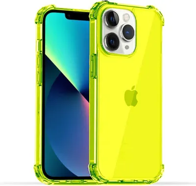 Zdjęcie produktu dla Smartphonica iPhone 11 Pro Max - przezroczyste, odporne na wstrząsy silikonowe etui ze zderzakiem - neonowy żółty