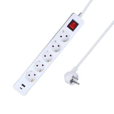 Immagine prodotto di as-Schwabe Striscia di prese a 5 vie interruttore USB A/C 1,4 m presa multipla IP20