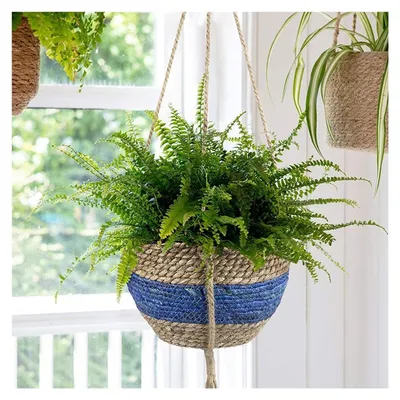 Image de Panier suspendu en tissu pour plantes et fleurs