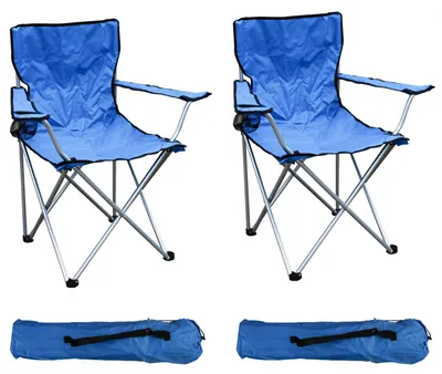 2-er Set Anglersessel mit Getränkehalter und Tasche Blau belastbar bis 120kg