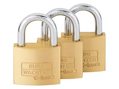 Obrázok produktu pre BURG-WÄCHTER 222 C-Line, štandardný visiaci zámok, Zámok na kľúč, rovnaké kľúče, Sklad, Box na náradie, Workshop, Zlato, Nerezová oceľ, Mosadz