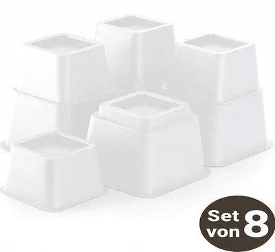 Produktbild von JustValue Möbelerhöher Set Weiß – 8/13/20 cm – Max. 600 kg – ABS – 8-teilig