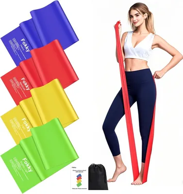 Produktbild von Fitnessbänder Set von 4, Lange Widerstandsbänder 2m, 3 Stärken, für Muskelaufbau, Yoga, Pilates