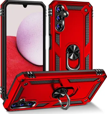 Produktbild von Mobigear Armor Ring  Samsung Galaxy A14 Hülle Hardcase Backcover Stoßfest mit Ringhalter - Rot
