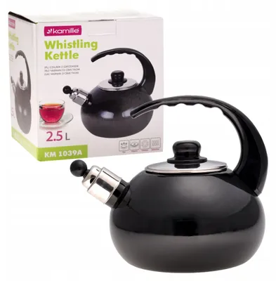 Produktbild von Emaillierter Stahlwasserkocher Mit Pfeife 2,5 L Induktion Kamille Km-1039A