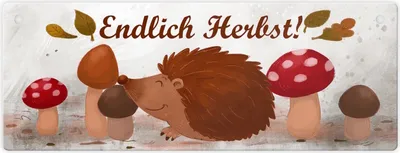 Produktbild von Endlich Herbst Metallschild mit niedlichem Igel