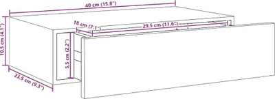 Produktbild von vidaXL Wandregal mit Schublade Schwarz 40x23,5x10 cm MDF