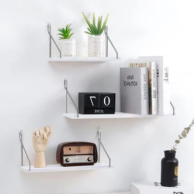 Produktbild von Famanu Wandregal Set 3-teilig - Schwimmende Regale mit Metallhaltern - Wohnzimmer Schlafzimmer Küche Büro