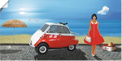 Produktbild von ARTland Poster Urlaub in den 60er Jahren Größe: 100x50 cm