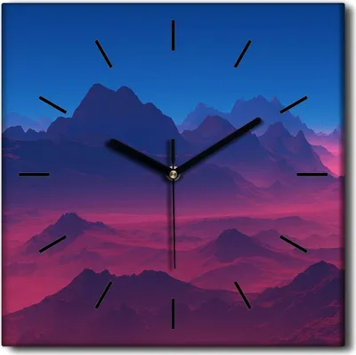Produktbild von Coloray Uhr auf Leinwand 30x30 cm Wand Uhr Dekoration Wohnzimmer Segeltuch schwarze Hände -Sonnenaufganggebirge.