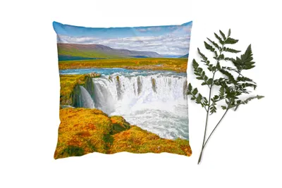 Produktbild von MuchoWow® Zierkissen Sofakissen Wohnzimmer Dekokissen 45x45 cm Wasserfall - Wasser - Natur - Schlafpolster - Polster für das Sofa