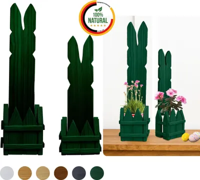 Produktbild von Floranica 2er SET Osterdeko Hase aus Holz Deko Grün 40 und 50 cm Hoch DIY Deko Figur Ostern Frühling