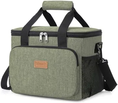 Produktbild von 9L 12 Dosen Kühltasche klein unterwegs, Isolierte Cooler Bag Lunchtasche faltbar für Herren und Damen, wasserdichte Thermotasche Umhänge für Essen, Bier, Arbeit, Strand, Reise, Dunkelgrün