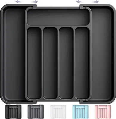 Image de AUJEN Range-couverts pour tiroirs Noir Magnétique Amovible