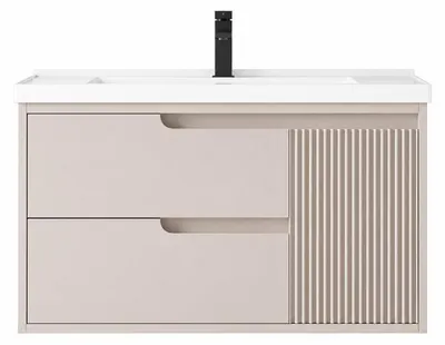 Image de Meuble sous-vasque salle de bain - 80 cm - Kaki - SEREN
