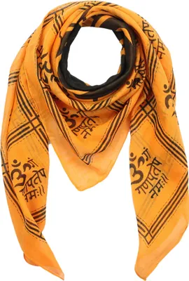 Produktbild von Baumwolltuch - Om 2 orange - schwarz - quadratisches Tuch