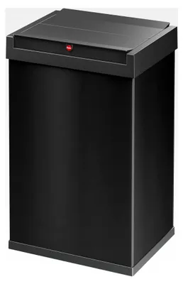 Produktbild von Big-Box Swing L Mülleimer - 1 x 35 Liter - selbstschließender Schwingdeckel - Stahlblech - Müllbeutel-Klemmrahmen - rechteckiger Abfalleimer - schwarz