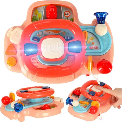 Image de Simulateur de volant interactif pour enfants - sons musicaux rose
