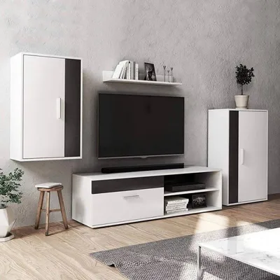 Produktbild von TV-Wandschrank 60 Zoll weiß schwarz 200 BARATO