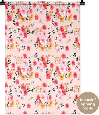 Produktbild von MuchoWow® Wandteppich Wandbehang Blumen - Rosen - Muster 60x90 cm Tapisserie Dekoration Wandtuch - Foto-Teppich - Abwaschbar