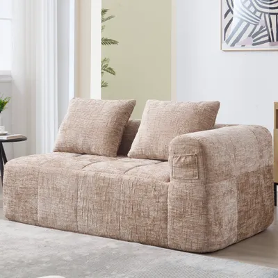 Produktbild von LVHOM 2-Sitzer Sofa mit Seitentasche, Chaiselongue Ecksofa Relaxsessel, Lounge Sessel Schlafsofa Polstersofa Doppelsofa für Wohnzimmer, Khaki
