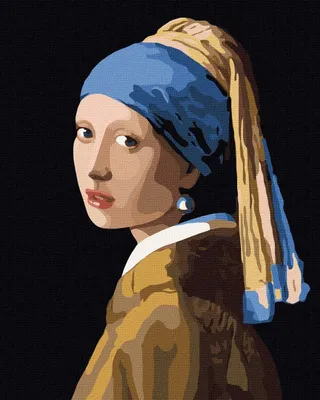 Produktbild von IDEYKA Malen nach Zahlen Mädchen mit einem Perlenohrring Jan Vermeer 40x50 Menschen auf dem Bild mit Holzrahmen