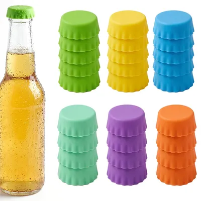 24 Silikon-Flaschenverschlüsse, wiederverwendbar, für Bier, Wein, Limonade