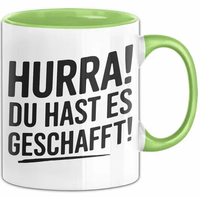 Produktbild von Schüler Abschluss Tasse Geschenk Lustige Geschenkidee Spruch Du Hast Es Geschafft (Grün)