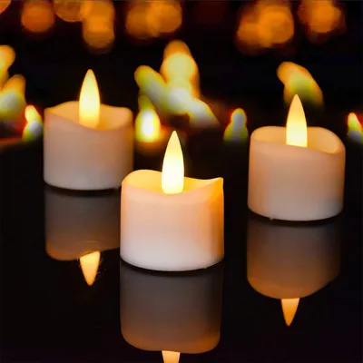 LED-Teelichter mit Timer, 12 Stück, warmweiß, Kunststoff