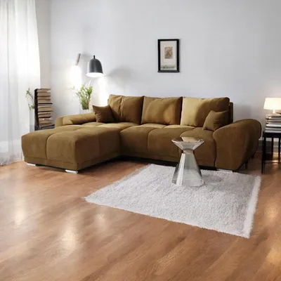 Produktbild von FurMeb24 ECKSOFA SYDNEY - 291 x 183 cm monolith 48 - mit schlaffunktion und bettkasten