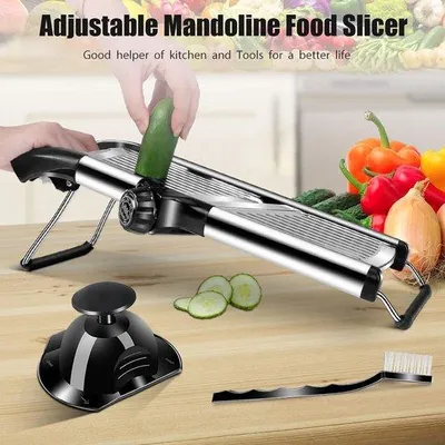 Produktbild von Famanu Mandoline Gemüseschneider 5-in-1 mit verstellbarem Messer - Edelstahl