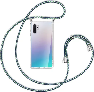 Produktbild von Handykette Backcover-Schutzhülle mit Band (Metall silberfarben) für Samsung Galaxy Note 10 Plus - grün/blau/weiß