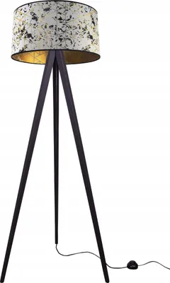 Image de Lampadaire à trois pieds avec abat-jour en bois, 45 cm