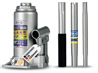 Produktbild von alca® Hydraulischer Wagenheber 8t I Stempelheber & Unterstellheber aus Stahl I für Auto, Motorrad, PKW & Werkstatt I Hubhöhe 185-355 mm I &