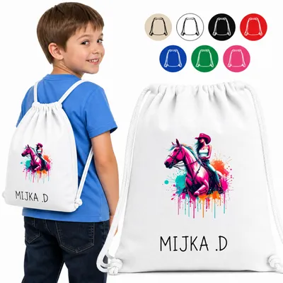 Obrázok produktu pre Taška Na Šport – Kowbojka Na Ružovom Koni, Motív Graffiti