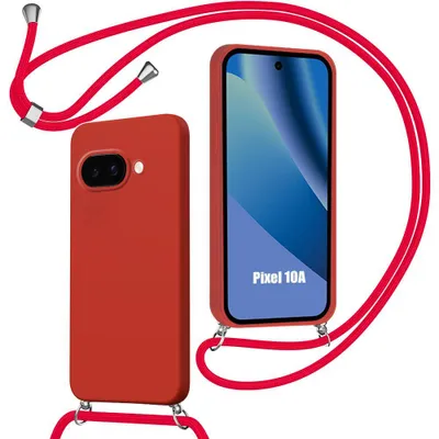 Image de Coque pour Google Pixel 10a, Protection Souple Antichoc Anti-Rayure Silicone avec Cordon Rouge
