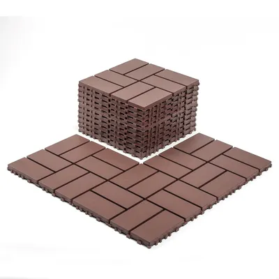 Produktbild von PVC Terrassenfliesen 44 Stück 30×30 cm, 3,96 m² Klickfliesen für Balkon, Terrasse & Garten, rutschfest, wetterfest