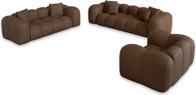 Produktbild von Echtleder 3-2-1-Sitzer Sofa Set Valora Braun