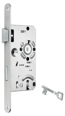 Produktbild von SOTECH Türschloss Typ 1 Buntbart DIN links – Einsteckschloss, Dornmaß 55 mm, Stulp 20 mm Metall, Falle & Riegel