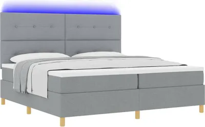 Produktbild von Boxspringbett mit Matratze Hellgrau 200 x 200 cm Stoff