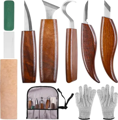 Productafbeelding van Snijmes set 10-delig, houtbewerkingsgereedschap, met slijpsteen en tas, voor houtbewerking