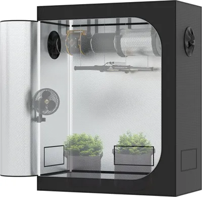 Produktbild von 120x60x150 Deluxe 600D Black Zuchtzelt Gewächshaus Grow Box Growzelt Tent,Growbox,Growschrank Growzelt The Hookah: Ohne Sichtfenster 120x60x150 cm