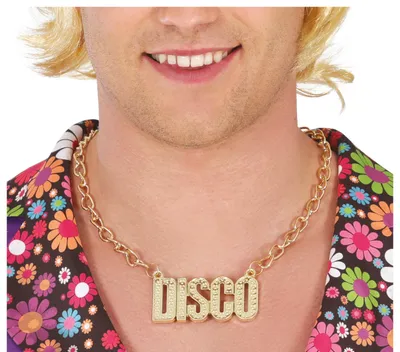 Productafbeelding van Disco Carnaval Ketting, kleurrijk, in de stijl van verschillende culturen, feestversiering, jaren '70, discofeber, sieraden, carnavaltrend, opvallend, voor een dansavond, retro-uitstraling, kleur: goud