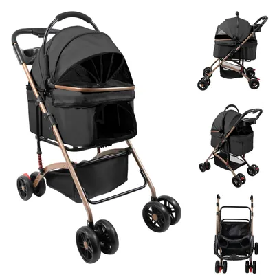 Produktbild von Klappbar Hundewagen 2 in 1 Hundebuggy Bis 20kg,Pet Stroller Hundebuggy Haustierwagen Oxford,Hundebox Transporttasche für Hunde und Katzen 96x70x48cm