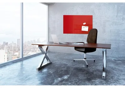 Produktbild von SIGEL GL142 Glas-Whiteboard / große Glasmagnettafel Artverum, 65x100 cm, rot