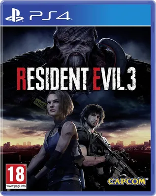 The cover art for the video game Resident Evil 3, featuring characters and the main antagonist.