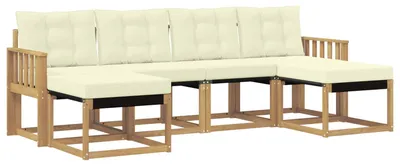Produktbild von vidaXL Outdoor-Sofagarnitur mit Kissen 6 pcs Weiß und Creme